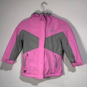 Gerry Kids Winter Jacket Girls Pink Gray Hooded Insulated Coat Size XS 5/6
